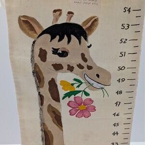 Vintage Hand Painted Giraffe Watch Me Grow Children's Growth Chart Wall Hanging